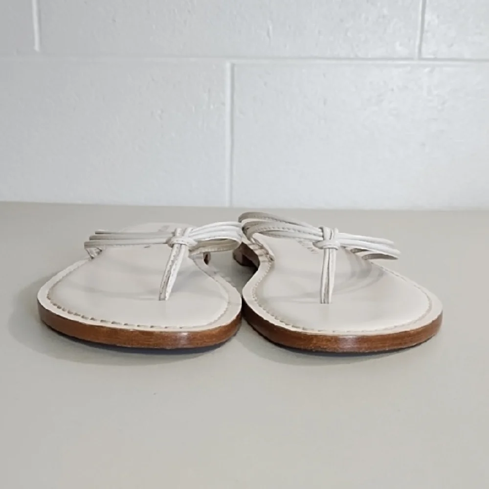 Antonio Melani White Strappy Leather Sandals Flip Flops
